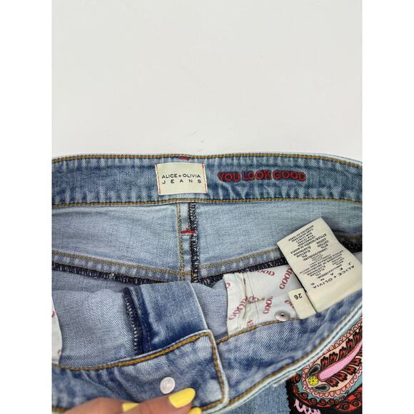 Alice + Olivia Route 66 Denim Patchwork Mini Skirt - Size 26 - Picture 4 of 8